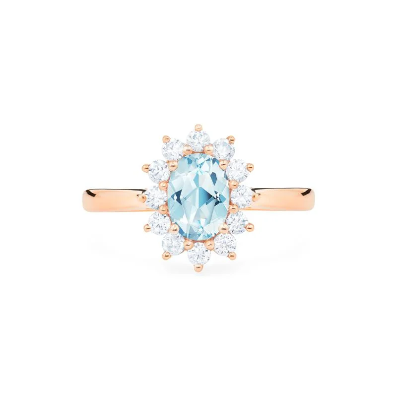 [Julianne] Vintage Bloom Oval Cut Ring in Aquamarine