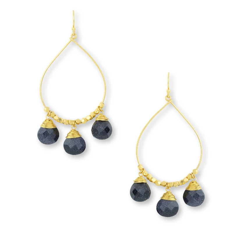 Bella Navy Sunstone Earrings