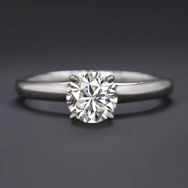 1 CARAT DIAMOND SOLITAIRE ENGAGEMENT RING LEO CUT ROUND BRILLIANT 14k WHITE GOLD