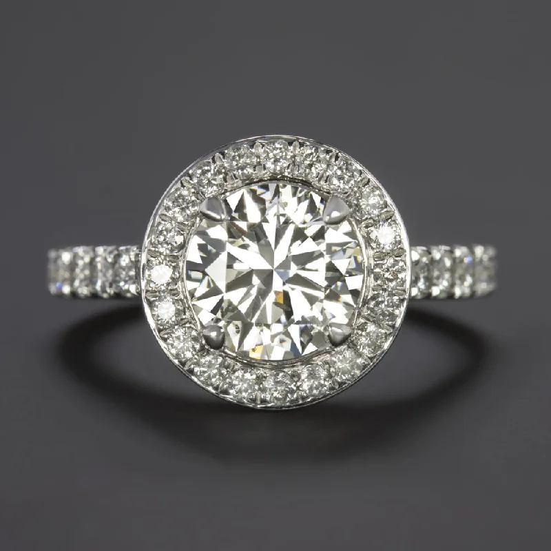 2 CARAT DIAMOND ENGAGEMENT RING CERTIFIED VERY GOOD ROUND CUT HALO PLATINUM