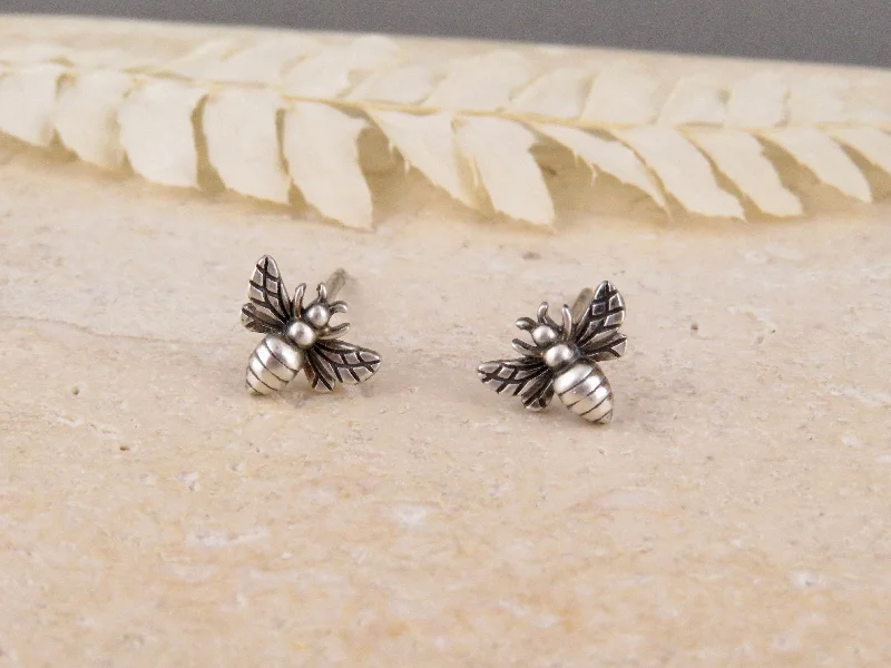 Bee Post Earrings - Silver