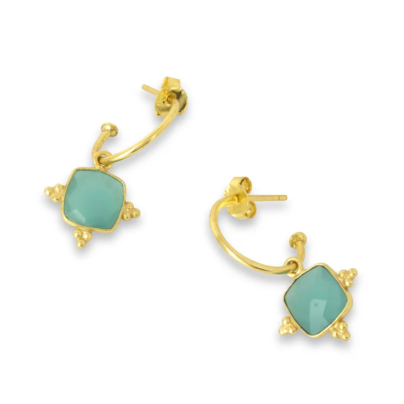 Asia Hoop Earrings Aqua Chalcedony