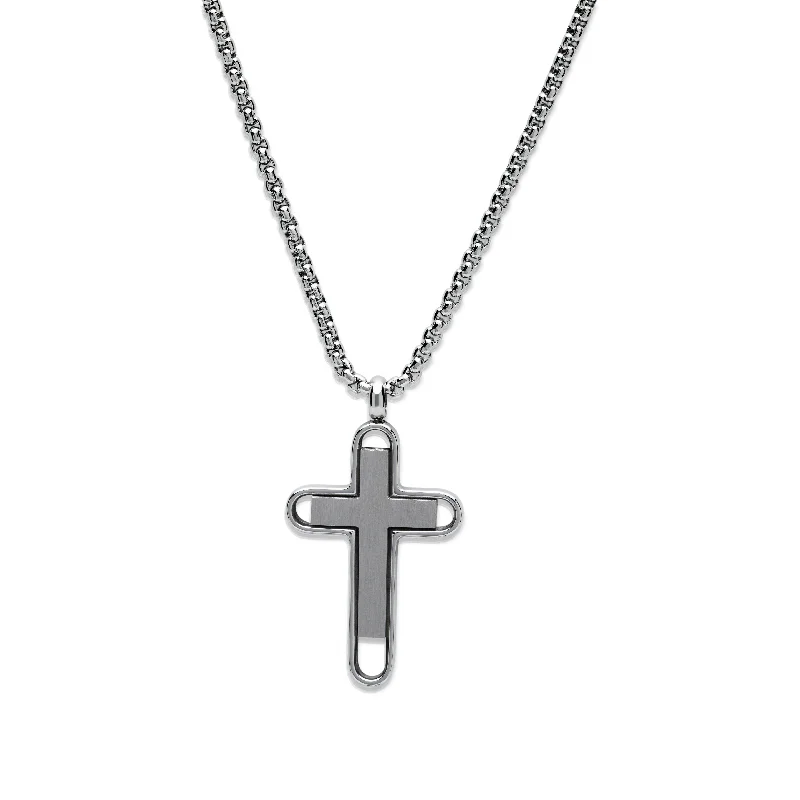 Unique & Co Matte Steel Pendant Black Plated Incl. Chain