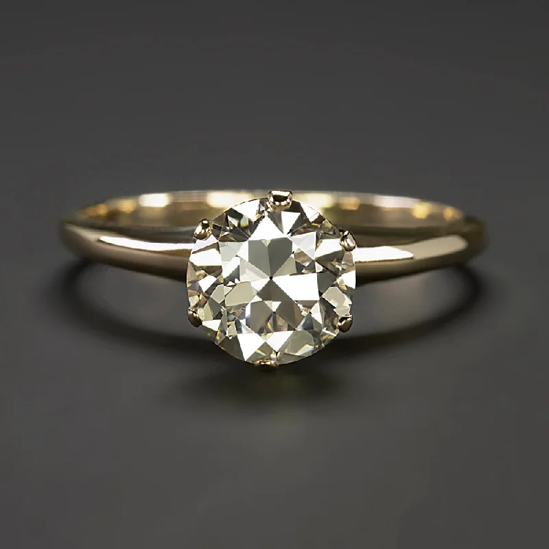 1.54ct OLD CUT DIAMOND ENGAGEMENT RING J-K VS1 SOLITAIRE 14k YELLOW GOLD 1.5ct