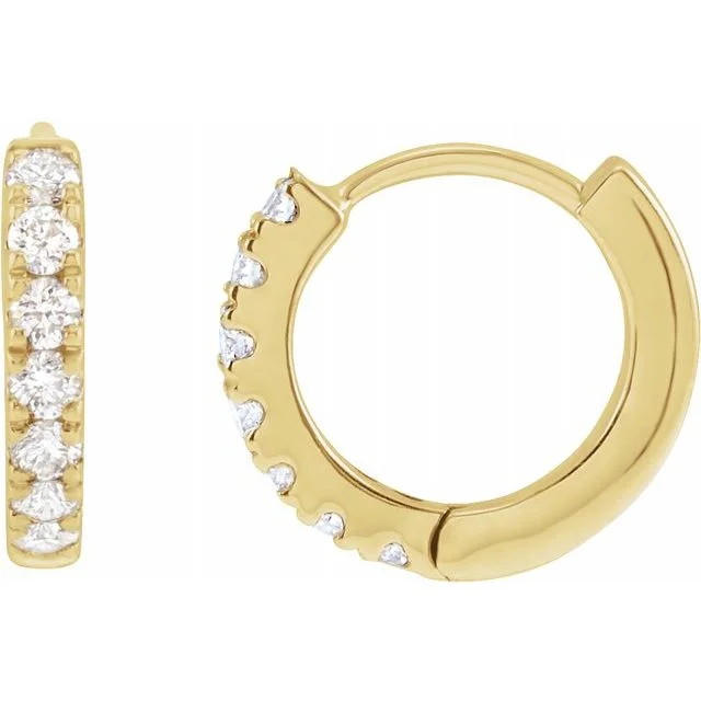 Mini 10mm 14K Diamond Huggie Earrings (RE1845)