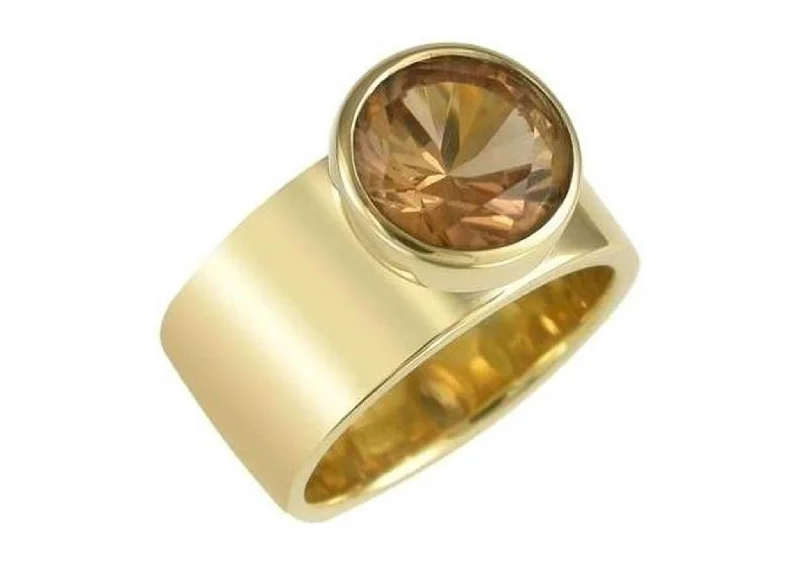 9ct yellow gold and Champagne Cubic Zirconia Ring