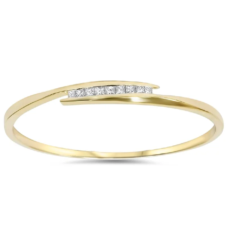 1ct Princess Cut Diamond Bangle Channel Set Solid 10K Yellow Gold