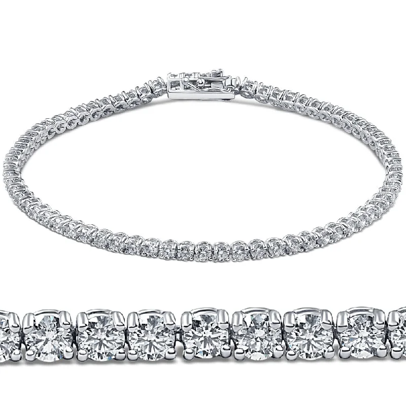 3ct Round Diamond Tennis Bracelet 14K White Gold Women's 7"