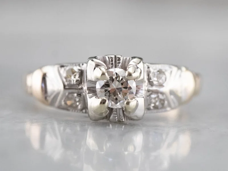 Retro Era Diamond Engagement Ring