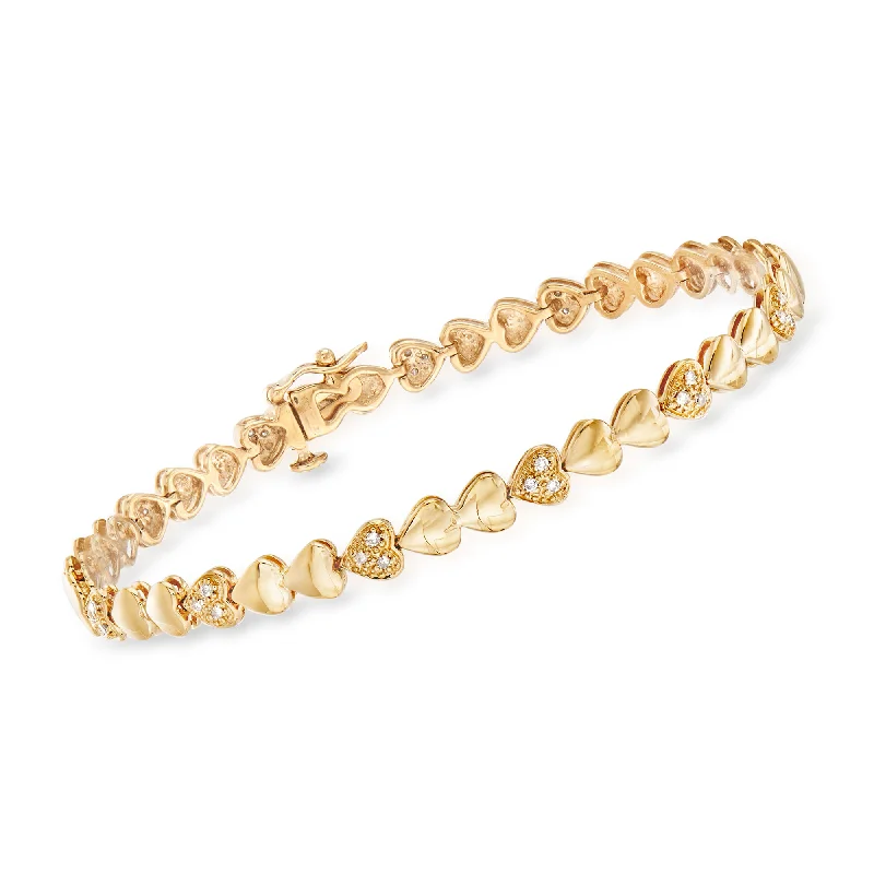 Ross-Simons Pave Diamond Heart Bracelet in 18kt Gold Over Sterling