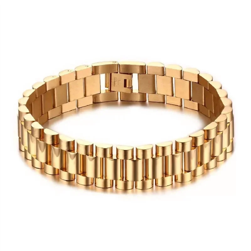 Time Stainless Steel Watch Band Bracelets 15Mm In Gold