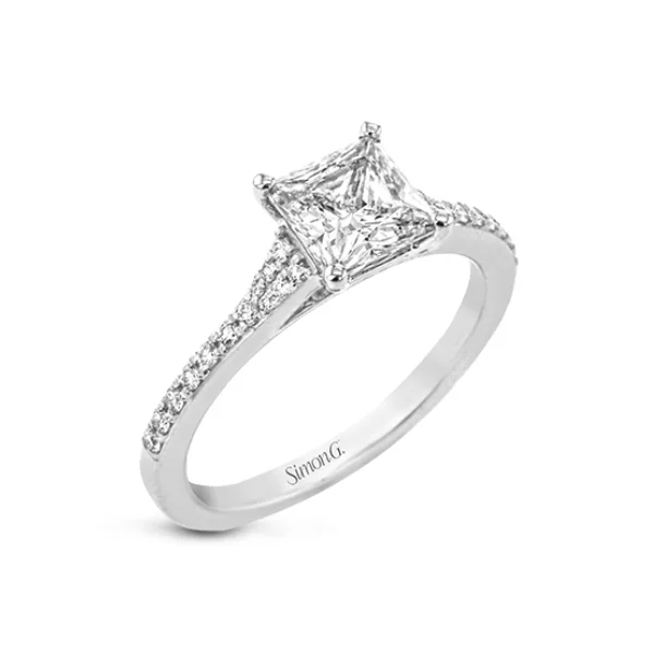 18 Karat White Gold Simon G. 1/6 Carat Princess Cut Diamond Engagement Ring Setting