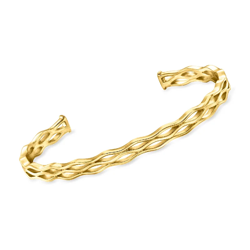 RS Pure by Ross-Simons 18kt Gold Vermeil Wavy Cuff Bracelet