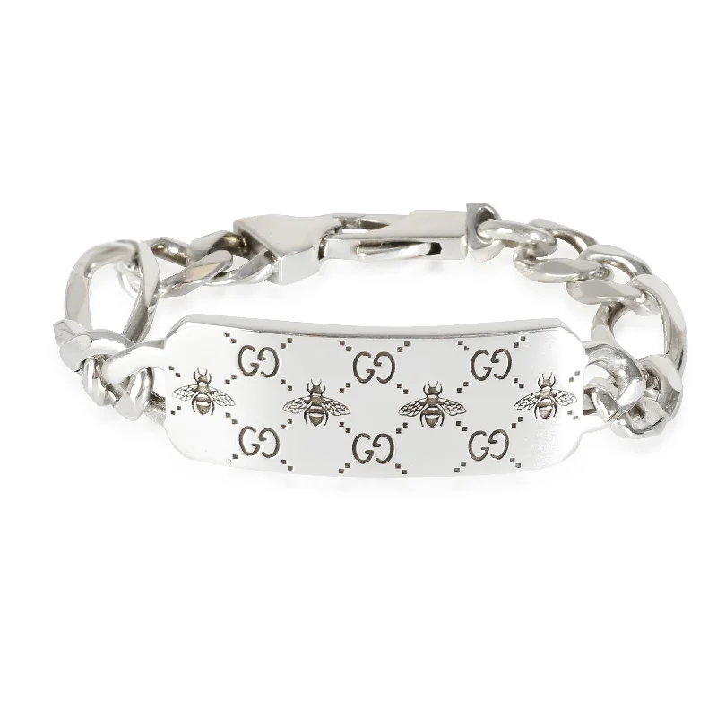 Gucci GG & Bee Engraved Bracelet in Sterling Silver