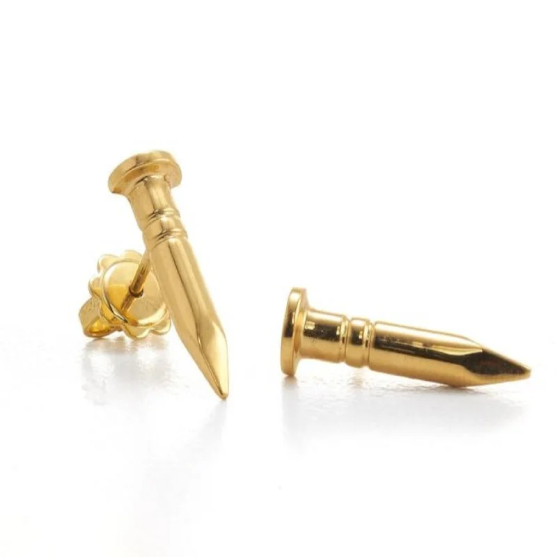 Solid 18K Gold Nail Earrings