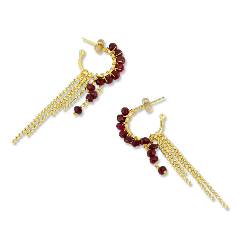 Anette Earrings Red Garnet