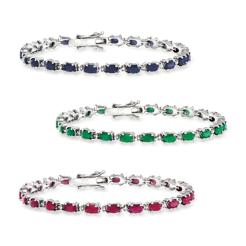 Ross-Simons Multi-Gemstone and Diamond-Accented Jewelry Set: 3 Bracelets in Sterling Silver