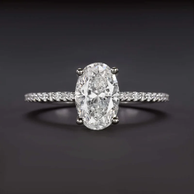 1.79ct F SI OVAL CUT DIAMOND ENGAGEMENT RING WHITE GOLD COCKTAIL NATURAL PAVE