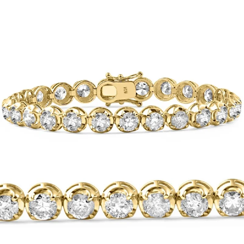 14 1/2 Ct Diamond Tennis Bracelet 18k Yellow Gold 7" Double Locking Clasp