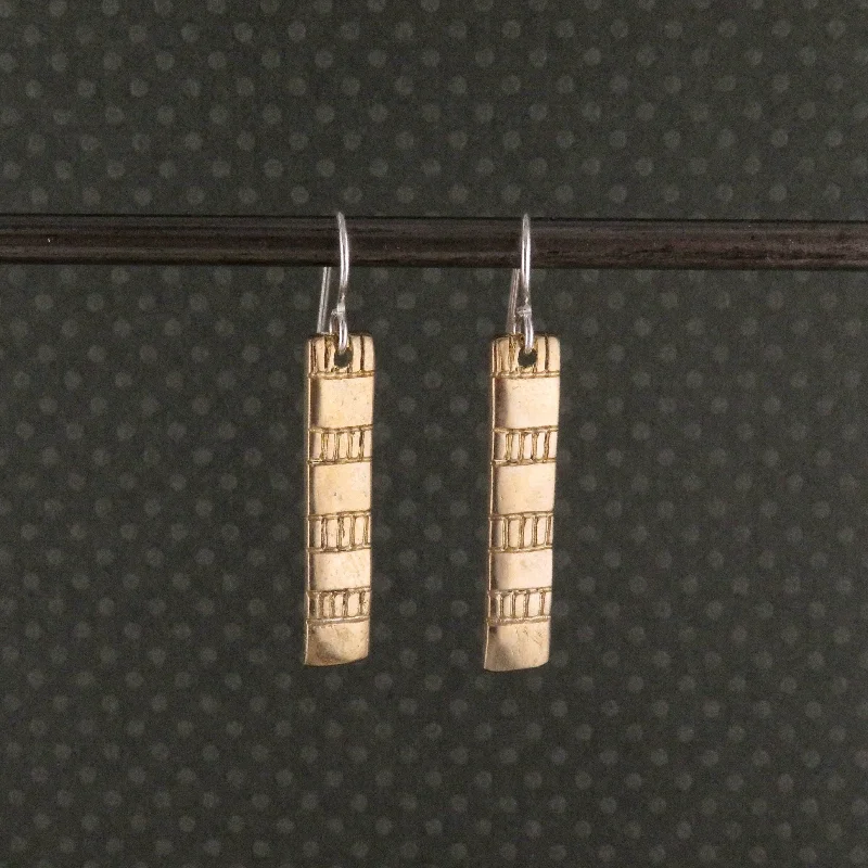 Etched Gold Bar Earrings