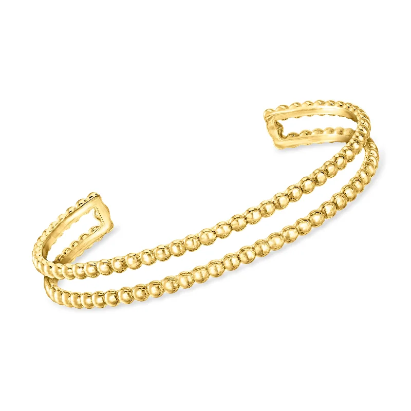 RS Pure by Ross-Simons 18kt Gold Vermeil 2-Row Flat-Bead Cuff Bracelet