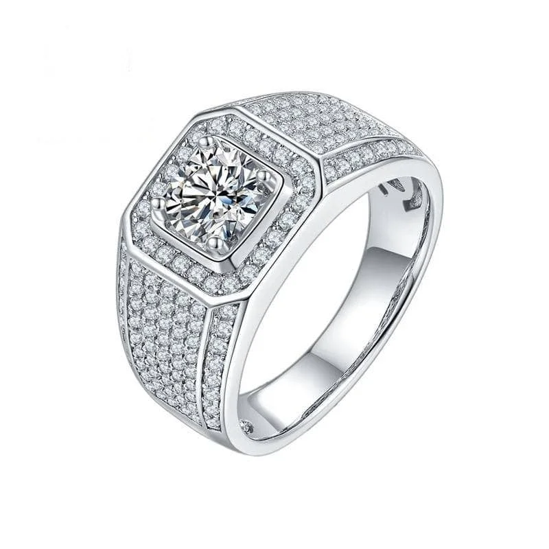 Pave Set Brilliant Diamond Men's Diamond Ring