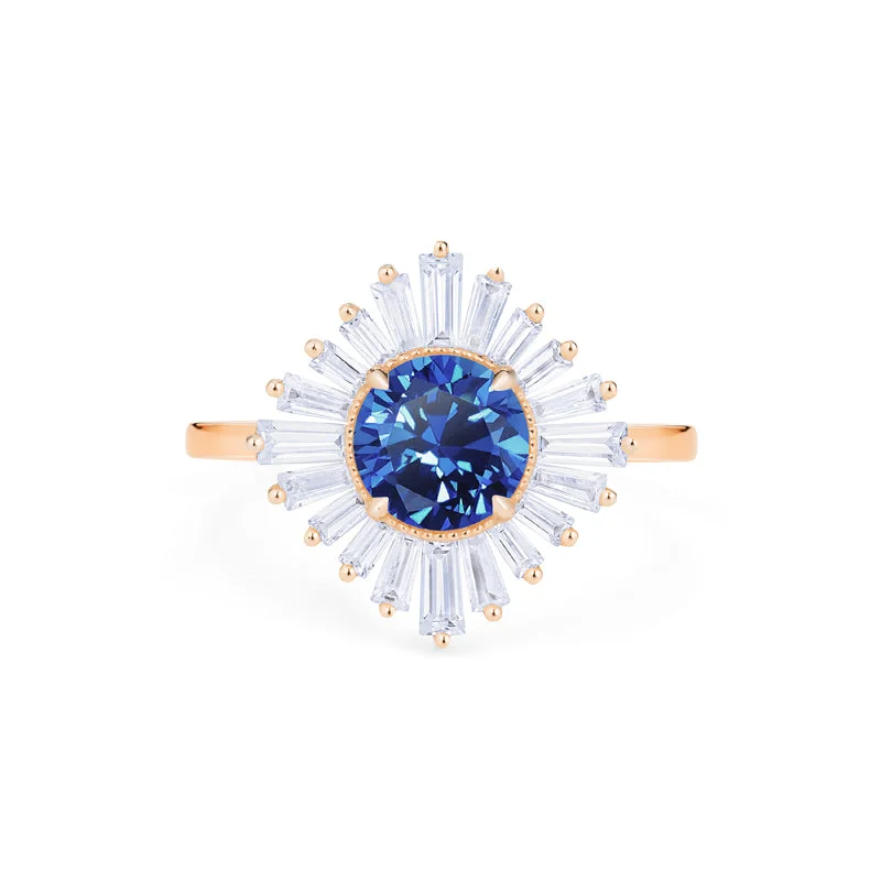 [Artemis] Vintage Deco Goddess Ring in Lab Blue Sapphire