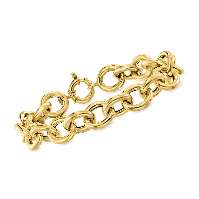 Ross-Simons Italian 18kt Gold Over Sterling Rolo-Chain Bracelet