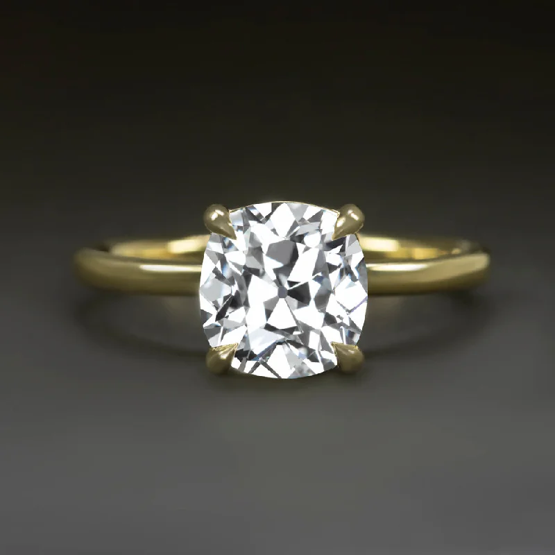 2 CARAT LAB CREATED DIAMOND ENGAGEMENT RING OLD EUROPEAN CUT 14k GOLD SOLITAIRE