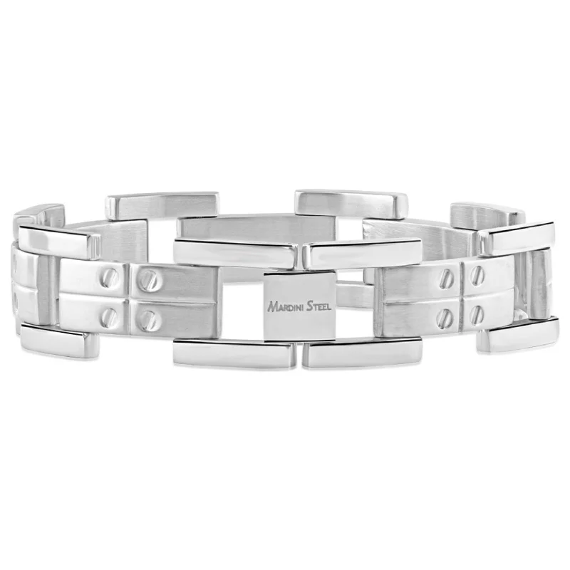 Men's Steel 17.5mm Wide Link Flexible 8.5" Bracelet