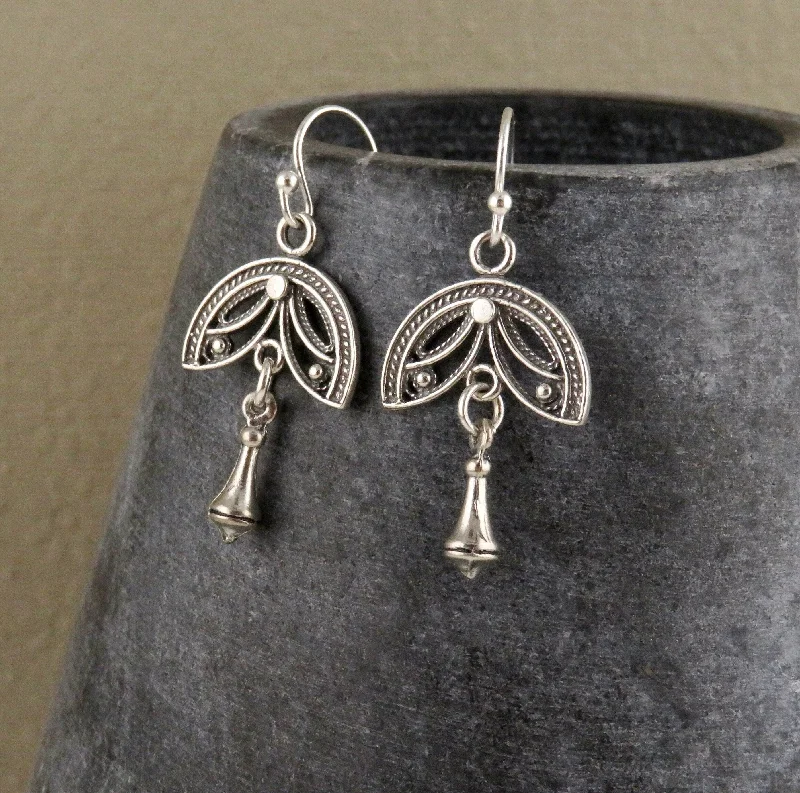 Detailed Petal Drop Earrings