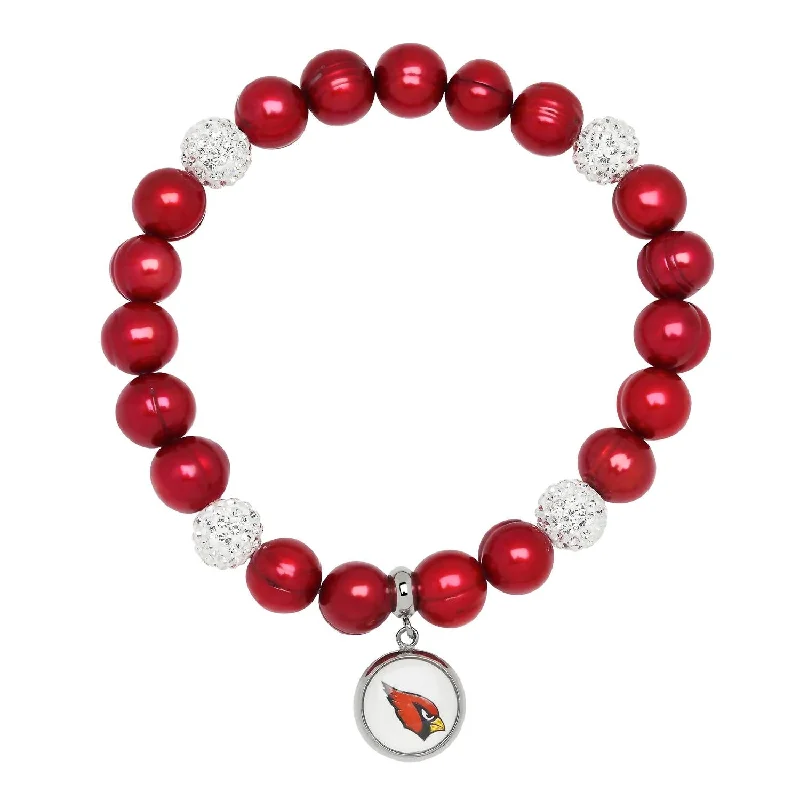 Arizona Cardinals Stretch Pearl & Crystal Bracelet In Red