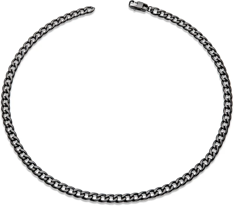 Unique & Co Black Curb Link Steel Necklace