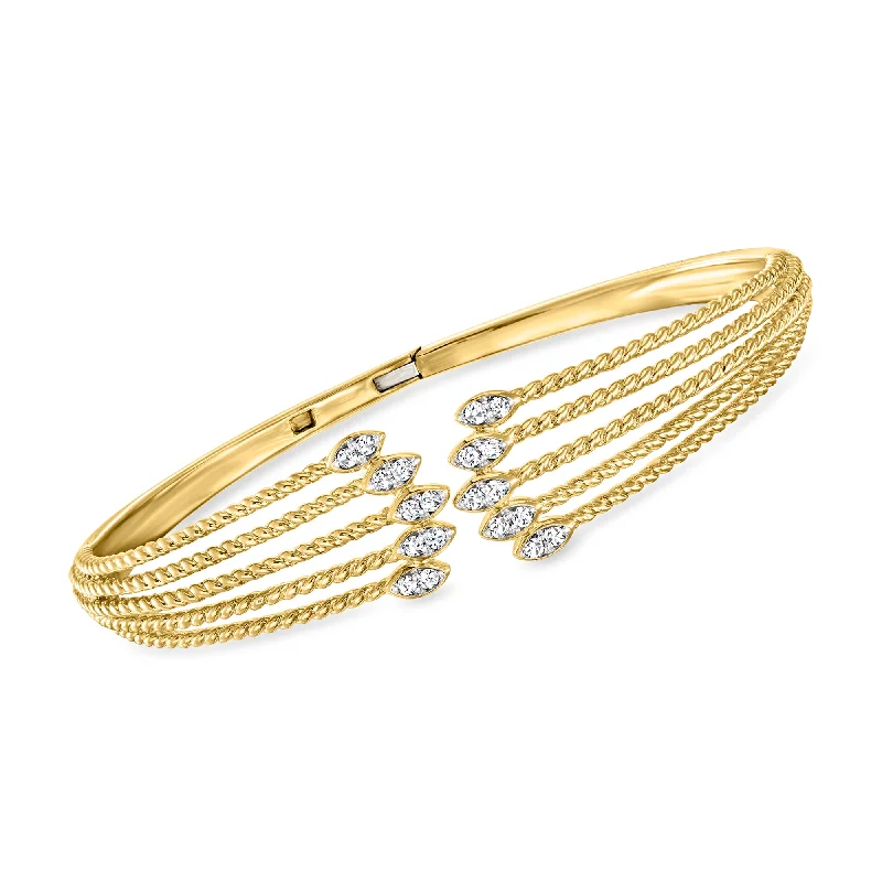 Ross-Simons Diamond Multi-Row Cuff Bracelet in 18kt Gold Over Sterling