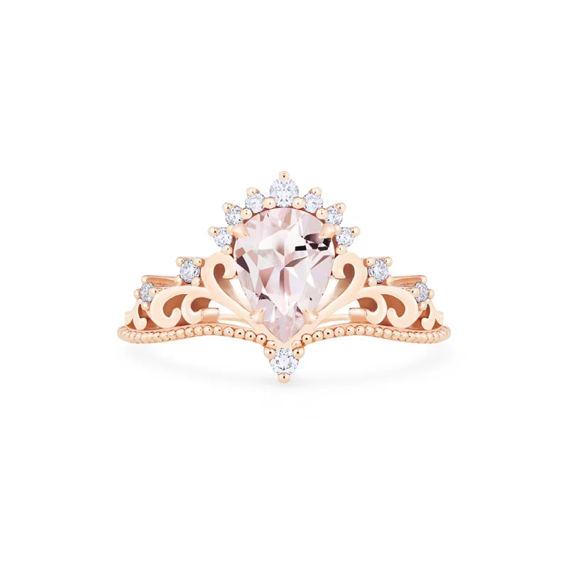 [Reinette] Empress Crown Pear Cut Ring in Morganite