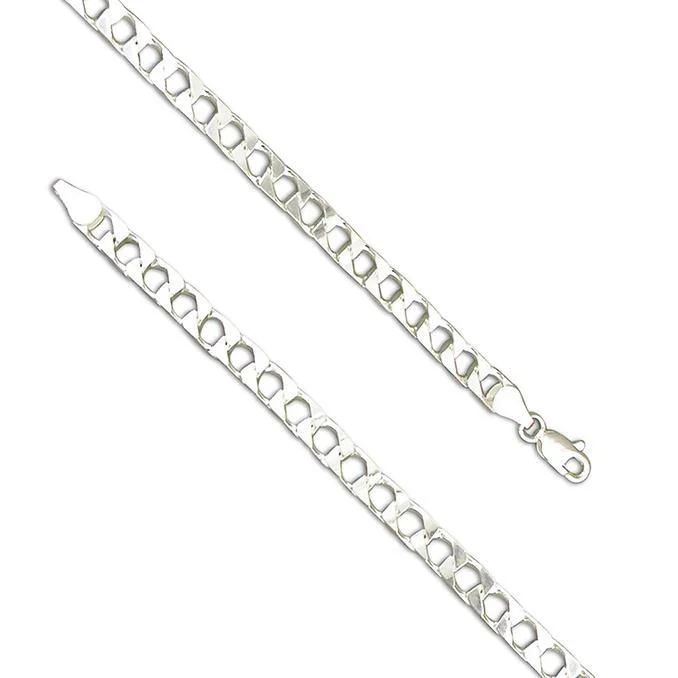 51cm Square Curb Chain Necklace - Sterling Silver