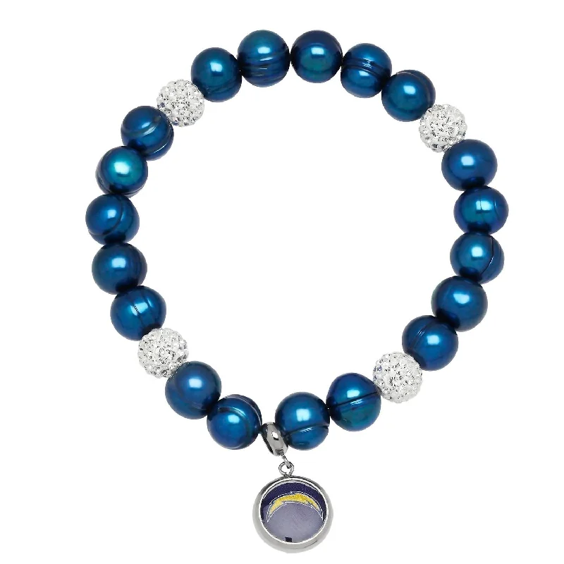 San Diego Chargers Stretch Pearl & Crystal Bracelet In Blue