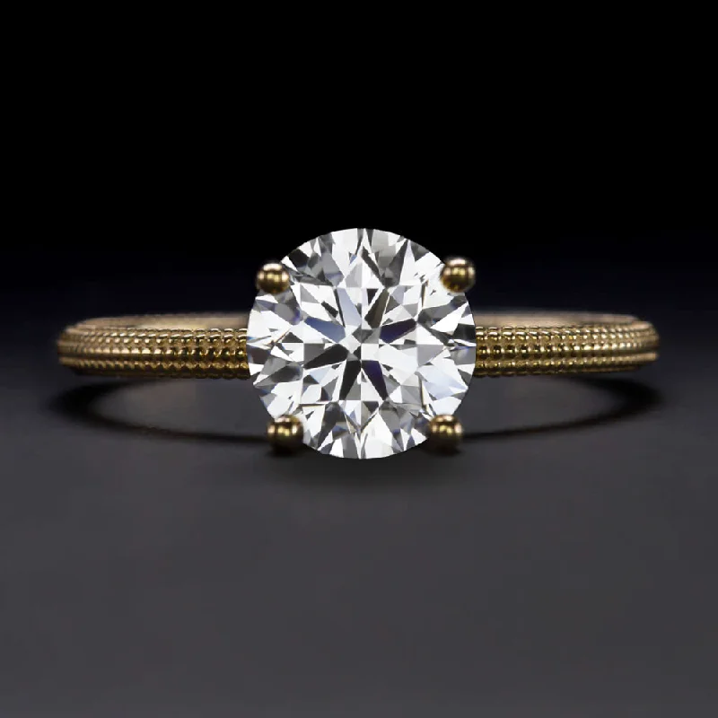 1ct LAB CREATED DIAMOND ENGAGEMENT RING EXCELLENT CUT ROUND SOLITAIRE 14k GOLD