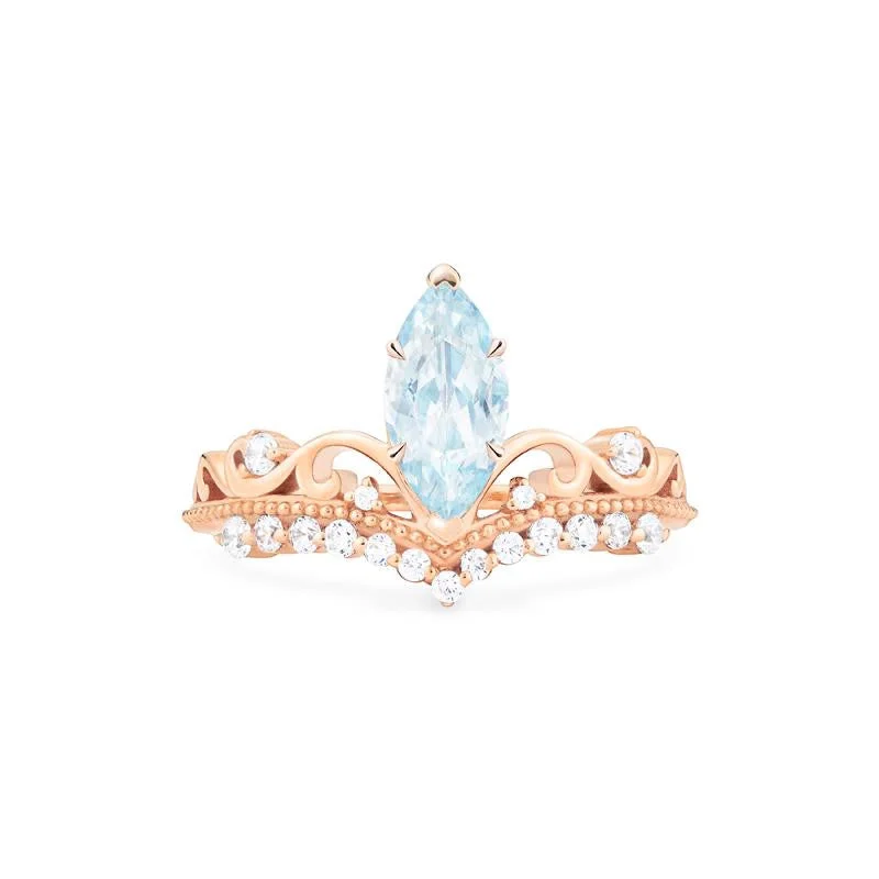 [Windsor] Heirloom Crown Marquise Cut Ring in Aquamarine