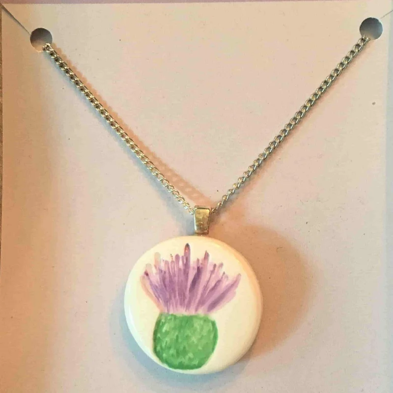 Scottish Thistle in Clay Necklace