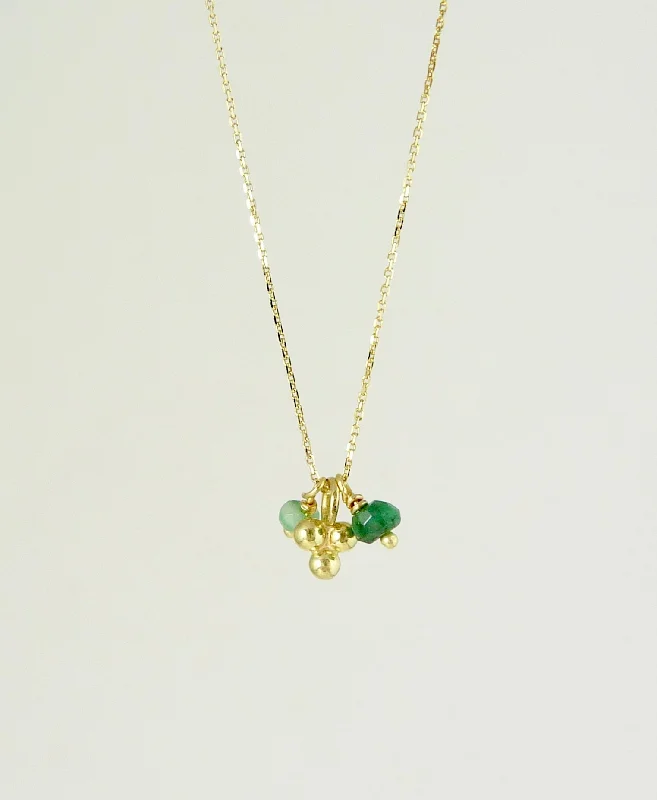 Delicate Granulation Necklace with Emerald