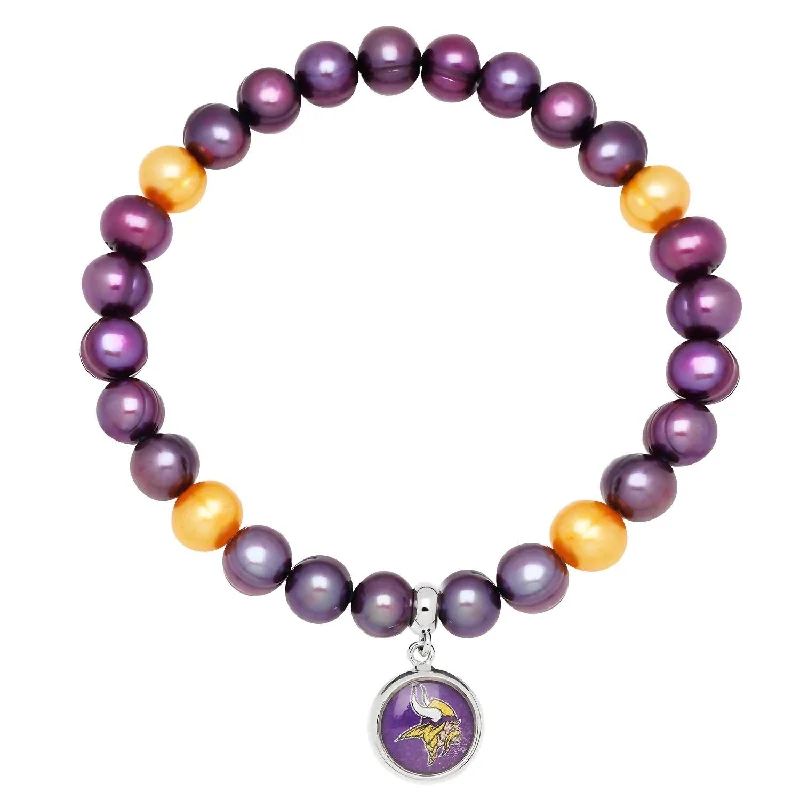 Minnesota Vikings Stretch Pearl Bracelet In Purple