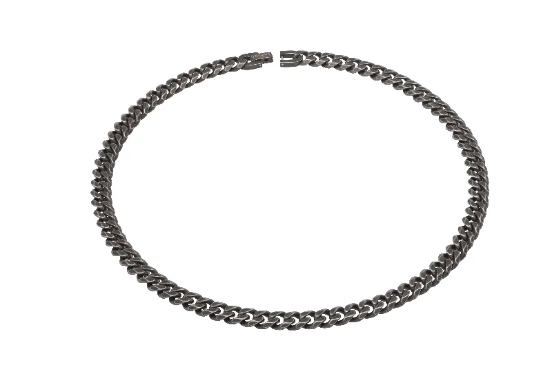 Blackened Stainless Steel Curb Chain Necklace