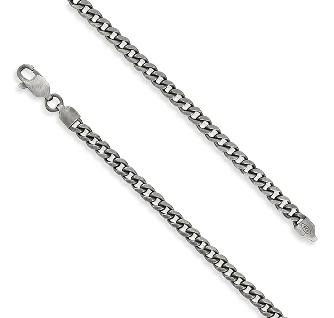 Men's Oxidised Curb Chain - Sterling Silver