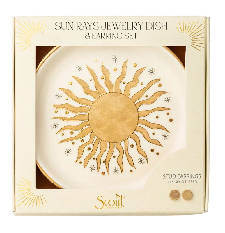 Jewelry Dish and Stud Earrings Set - Sun Rays