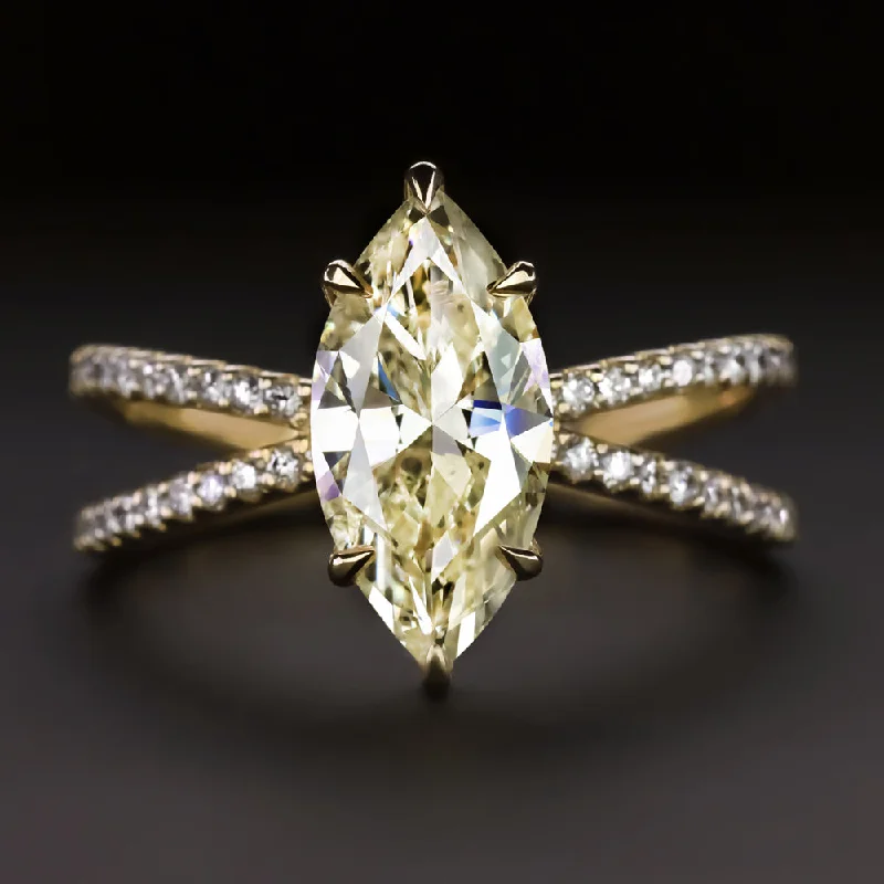 2.27ct MARQUISE DIAMOND ENGAGEMENT RING SPLIT SHANK 14k YELLOW GOLD NATURAL