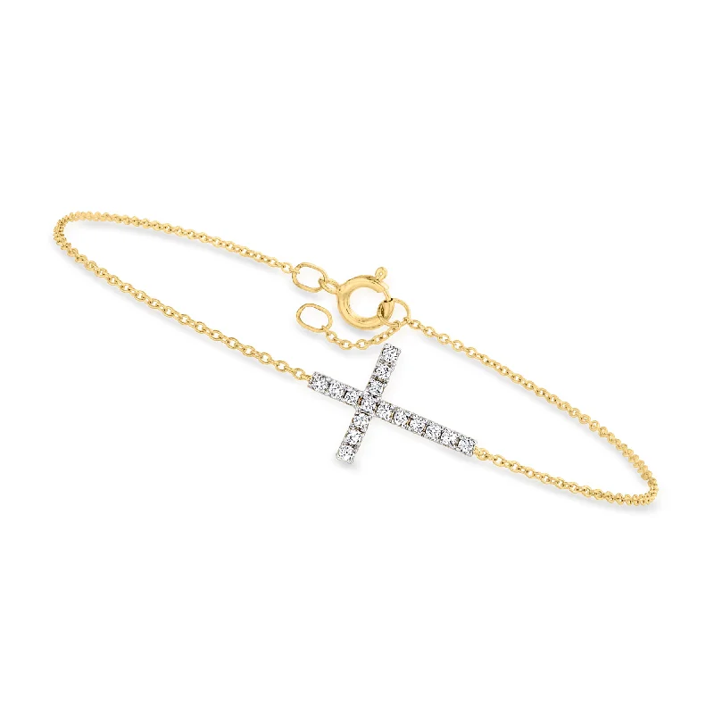 Canaria Diamond Cross Bracelet in 10kt Yellow Gold