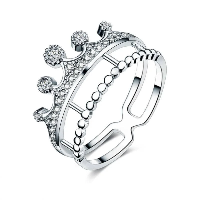 Crown Shape Round Diamond Ring