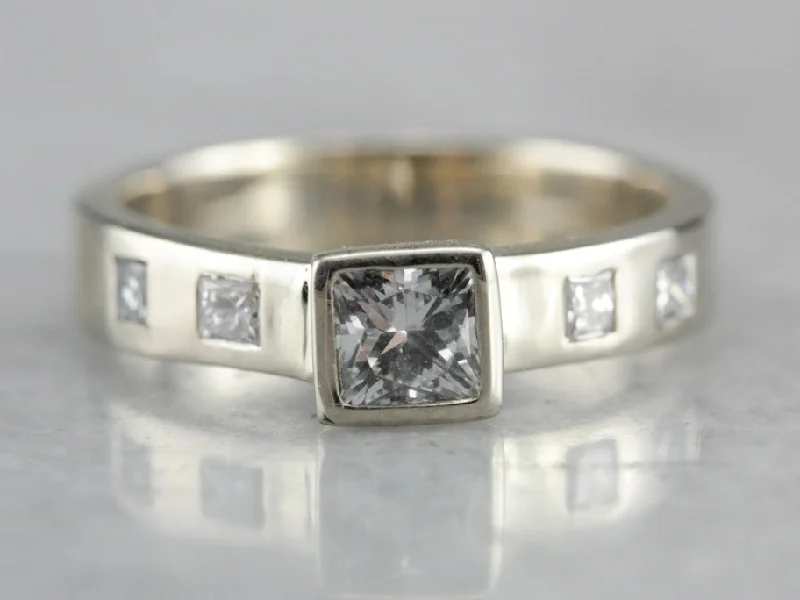 Modern Bezel Set Diamond Engagement Ring