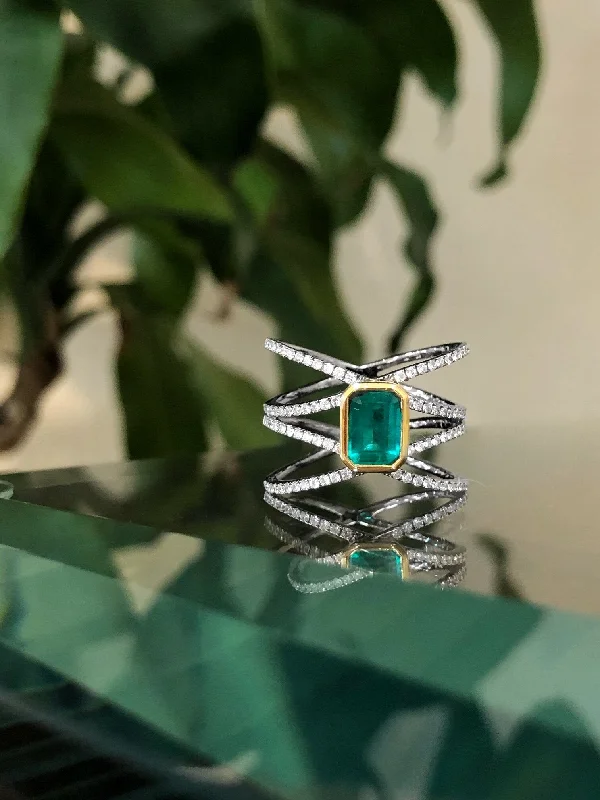 Kim Collins Emerald and Diamond Statement Ring